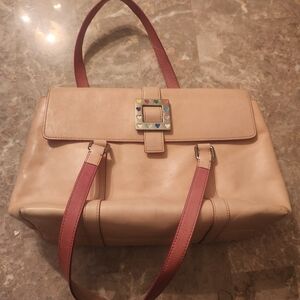 Dooney & Bourke Pink  Shoulder Bag with Red Straps Y2k Vintage Bag